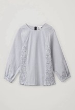 COS Poplin Smocked Pinstripe Puff Sleeve Blouse Women’s Size 10 - $354.32 MXN