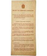 1930 How To Enter Canada Pamphlet Brochure Regulations Tourism Ottawa F15 - $373.45 MXN
