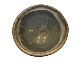 Bowl Pottery Blue Small Drip Art Studio Clay Signed Trinket Dish - £13.07 GBP