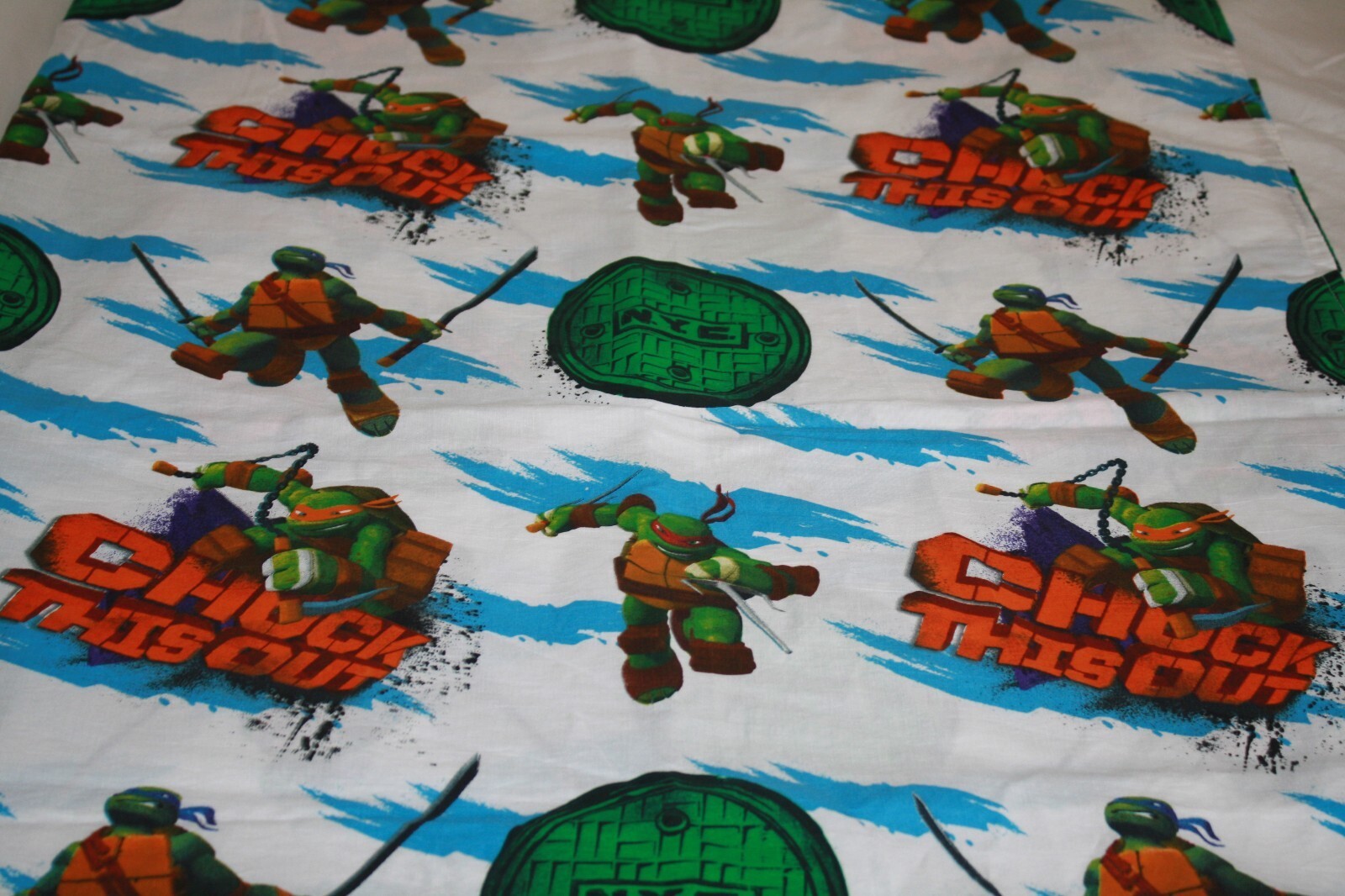 TMNT Teenage Mutant Ninja Turtles TWIN FLAT Sheet Kids Fabric Material 2013 Item image 9
