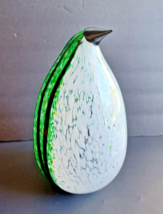 Large Hand Blown Murano Glass Penguin Figurine Black, White &amp; Green Italy - £137.01 GBP