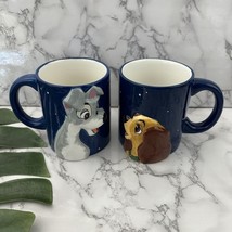 Disney Lady and the Tramp Large Coffee Mug Set Blue 3d Dogs His Hers Cups - $610.54 MXN