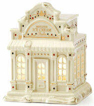 Lenox Mistletoe Park Lighted Ice Cream Parlor Shoppe Village Treasures New - $137.51