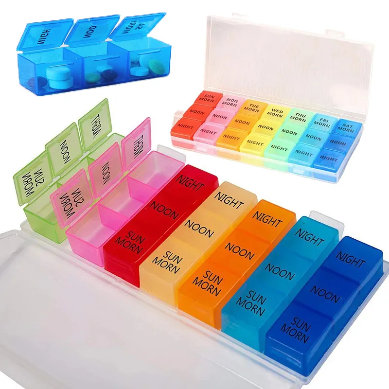 Weekly Portable Travel Pill Cases Box 7 Days Organizer 7/14/21 Grids Pills Conta - £18.81 GBP