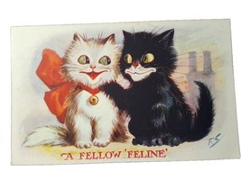 Postcard Kitty Kats &quot;A Fellow Feline England Big Eye Cats Black White Series 358 - $37.62