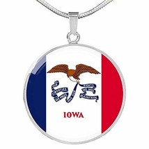 Express Your Love Gifts Iowa State Flag Circle Pendant Stainless Steel or 18k Go - £34.36 GBP