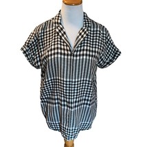 Beach Lunch Lounge Gingham Plaid Cuffed Button-Up Shirt Style LCT5020 Women Sm - £6.73 GBP