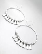 CHIC &amp; UNIQUE Urban Anthropologie Mat Silver Metal Charms Ring Dangle Earrings - £10.38 GBP