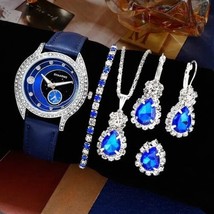Watch with Bracelet Earrings And Necklace Women&#39;s 6 Pcs Set Fast Free Sh... - £14.96 GBP