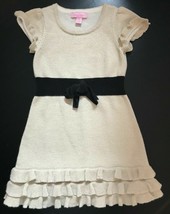$74 NWT XS 2-3 Lilly Pulitzer Rita Ruffled Sweater Dress Girls Cameo White Gold - £23.69 GBP