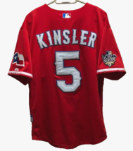 Ian Kinsler #5 Texas Rangers 2010 World Series MLB Majestic Sewn Red Jersey 50 - £48.36 GBP