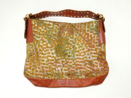 Vanessa Metallic Multi Color Cloth Shoulder Bag Brown Leather Studded St... - £47.95 GBP