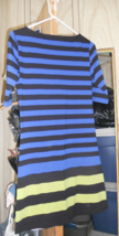 Derek Heart Juniors Blue/Black/Yellow Stripes stretch S/Sleeve cotton dress M006 - £5.99 GBP