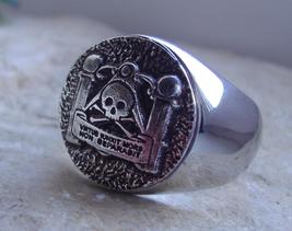 Masonic Mason Lodge Pillars Ring Skull Mori Signet Degree Pin Medal [ D56 ] - £39.40 GBP