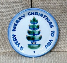 Vintage MA Hadley Art Pottery A Very Merry Christmas To You Round Trinket Dish - £10.84 GBP