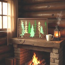 Bear &amp; Pine Forest Layered Wood Wall Art – 4-Layer Rustic Wildlife Decor - $52.00