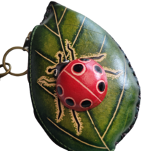 Ladybug Leather Wristlet Wallet Change Coin Purse Zip Charm Flower Garde... - £13.32 GBP