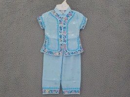 MiMi 2PC TANG SUIT GIRLS SZ 1T PASTEL BLUE SHIRT PANT SET FEMININE SUMMER - $13.99