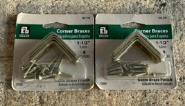 2 EB Everbilt Corner Braces Satin Brass Finish 1-1/2&quot; 163 518 Hardware P... - $11.06