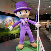 Lavender Tightrope Walker mascot costume character dressed with a Polo Tee and H - £1,001.92 GBP