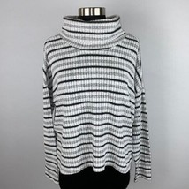 Anthropologie Saturday Sunday Womens Small S  Gray Striped Turtleneck Top - £15.28 GBP