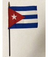 New Cuba Mini Desk Flag - Black Wood Stick Gold Top 4” X 6” - £3.96 GBP