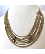 Vintage Gold-Tone 11-Tier Layered Chain Cluster Necklace - £9.71 GBP