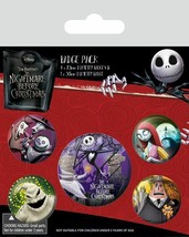 Nightmare Before Christmas Characters Badge Pack Of 5 Safety Pin Backed Badges - £5.89 GBP