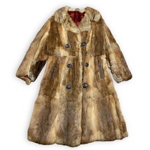 Vintage Genuine Fur Long Overcoat Muskrat? Mink? Satin Lined 6 Button 44... - $173.24