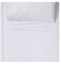 Pillowfort Twin 3 pc. White/Silver STARS Microfiber Sheet Set - £10.27 GBP