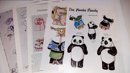 Bette Wells Paper Dolls x5 Teddy Bear Easter Christmas &amp; Panda Family 1983 - £11.84 GBP