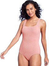 Kona Sol Swimwear Womens Textured Full Coverage One Piece Square Neck Co... - £5.35 GBP