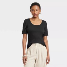 Women&#39;s Elbow Sleeve Scoop Neck T-Shirt - A New Day™ XS Size - $14.74