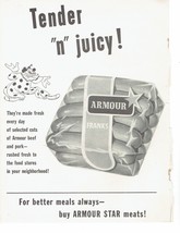 1957 Armour Franks Print Ad 8.5&quot; x 11&quot; - $19.21