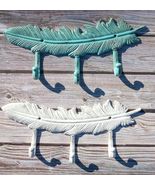 Set of 2 Green White Native Indian Dreamcatcher Feathers 3-Pegs Triple W... - €41,76 EUR