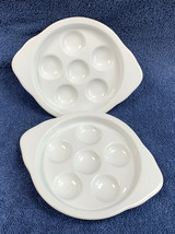 2 Ceramic Escargot Snail Plates 6 Well 7&quot; by 5.5&quot; White - £19.74 GBP