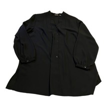 Studio C Plus Top Shirt Women’s 14 16 W Black Tunic Blouse Long Sleeve Button Up - $12.19