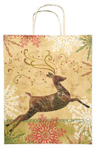 Darice Wrapping and Gift Bags Natural Paper Craft Bag with Handle Christmas Prin - £18.72 GBP