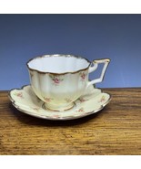 Salisbury England Yellow Floral Bone China Teacup &amp; Saucer Gold Trim - $25.75