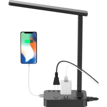 Led Desk Lamp, Desk Light With 1 Usb Charging Port And 2 Ac Power Outlet, 3 Ligh - £31.96 GBP