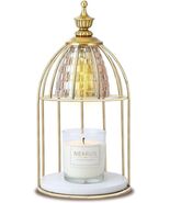 Candle Warmer Lamp Retro Birdcage Dome Gold Crystal Auto Shut Off Dimmab... - $52.42