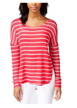 Maison Jules Womens Long-Sleeve Striped Lightweight Sweater Top Size XXL, Coral - £17.86 GBP