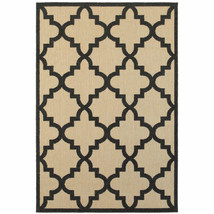 2 X 3 Beige and Black Geometric Stain Resistant Indoor Outdoor Area Rug - $58.49