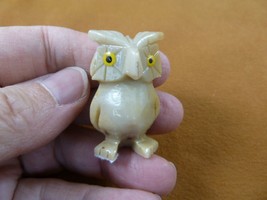 (Y-BIR-OW-45) Baby Tan Horned Owl Figurine Soapstone Peru Love Little Owls Owlet - £6.85 GBP