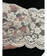 4 yards Ivory Stretch Floral Double Scalloped Lace Trim 6” - $12.99