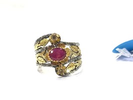 Victorian ring in natural ruby and diamond stone - £296.55 GBP