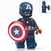 Single Sale Captain America with shield Marvel Civil War Minifigures Block Toy - £2.31 GBP