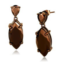 3W1123 - IP Coffee light Brass Earrings with AAA Grade CZ  in Light Coffee - $760.03 MXN