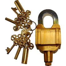 antique brass Padlock with Keys heavy duty (Golden, Polished Finish) - £51.78 GBP