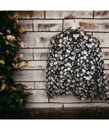 Talbots Floral Button Down Jacket Women’s Sz 8 Dark &amp; Light Blue w/ Pock... - $26.88 CAD